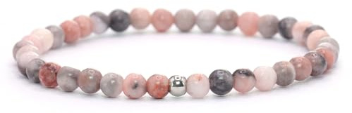 LAKADA Echtes Pink Zebra Jaspis Edelstein Armband mit 4mm Perlen - verschiedene Längen - Heilstein Schutzstein Talisman Glücksbringer Geschenk (Pink Zebra, 18CM)