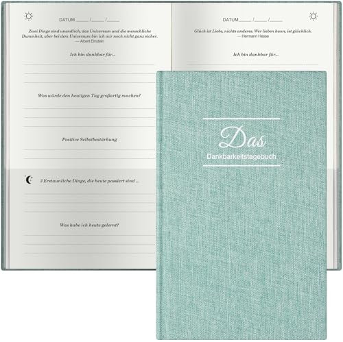 Ein paar Minuten Tagebuch, Tagebuch für Erwachsene, Dankbarkeitstagebuch, Tägliches Journal mit Prompts für Affirmation, Glück, Achtsamkeit, Positivität, Wellness, Journal für Frauen & Männer, Grün