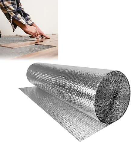 ROSEJANE Doppelschicht Aluminiumfolie Isolierfolie Dämmfolie Alu Heizkörper Reflexionsfolie Doppelfolie Alu-Luftpolsterfolie für Dach-, Boden- und Wandisolierung, 1x30m - 30㎡