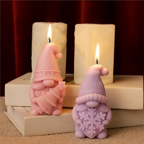 2er Silikonform Weihnachten, DIY Wichtel Silikonformen Gießformen Weihnachten, Silikon Gießform, Kerzenformen Zum Gießen Weihnachtsmann Gießform Giessformen Silikon (A)