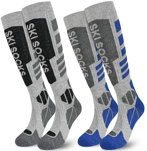 srclo Mens Womens Merino Wool Ski Socks,2 Pairs Full Cushioned Thermal Warm Knee High Thick Socks for Winter,Cold Weather,Skiing,Snowboarding,Sports,Hiking