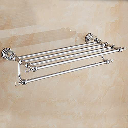 Juego de accesorios de baño de lujo con estante de ducha de latón plateado de cristal montado en la pared, toallero, soporte para papel higiénico y soporte para escobilla de inodoro, elegante juego de