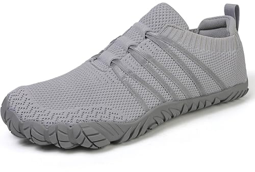 Unisex Barefoot Shoes for Men and Women with Wide Toe Box Zero Drop Design Minimalist Hike Footwear Water Shoes Five Finger Cross-Trainer Ideal for Walking Hiking and Grounding Activities Grey
