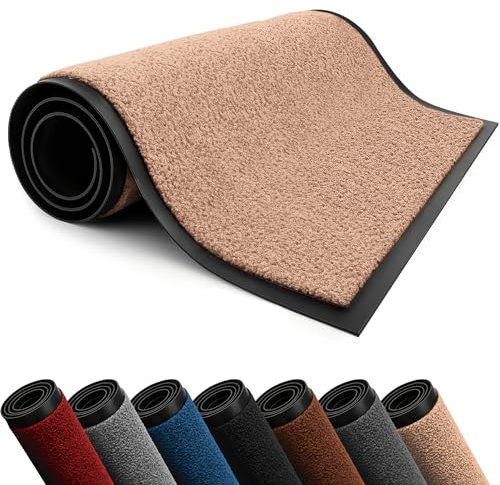 Lexell Door Mats Indoor, Highly Absorbent Washable Doormat, Heavy Duty Non-Slip Rubber Backed Floor Mats for Front & Back Door (Beige, 40 cm x 60 cm)