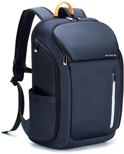 Ponhog Zaino Uomo Porta PC 17 Pollici - Zaino da Viaggio 900D Idrorepellente, Apertura 180° e Design Antifurto, Capacità 30L, Blu