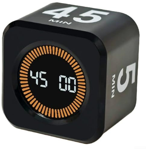 Productividad Timer Cube, Hexagon Visual Flip Timer, Pomodoro Cooking Timer, Digital Study Flip Clock, Pantalla de modo dual, 65-70 dB (negro)