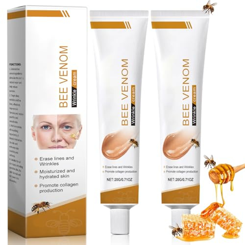 Bienengift Anti-Falten-Creme, Bee Venom Wrinkle Removal Cream, Faltenentfernungscreme, Anti-Wrinkle Feuchtigkeitscreme für Gesicht und Hals für alle Hauttypen (2Pcs, Einheitsgröße)
