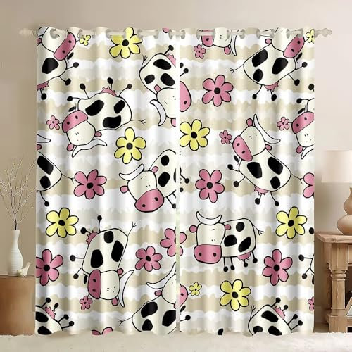 SJSXWQN Cortinas Salon Dormitorio Vaca Lechera Cortinas Opacas con Ojales Cortinas Termicas Aislantes Frio y Calor para Decoracion Habitacion Cocina 2 Piezas B 140 x H 175 cm