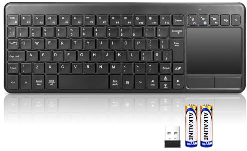 INFINMIND Multi-Device Wireless Keyboard with Trackpad(Dual Bluetooth+ USB) | Built-in Touchpad, Auto sleep, PC Keyboard for Smart TV,Tablet,Laptop,Windows,Android,Chrome OS,iOS QWERTY Layout - Black