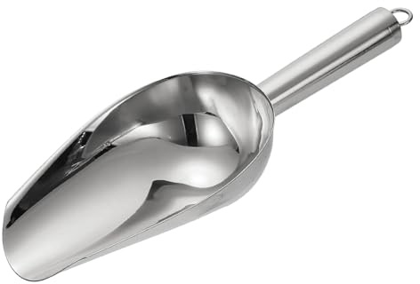 QUARKZMAN Cucharón de Hielo de Metal, 9.8 x 3.5 Cucharón de Acero Inoxidable para Uso en Cocina, Fiestas, Bares y Bodas, Color Plata