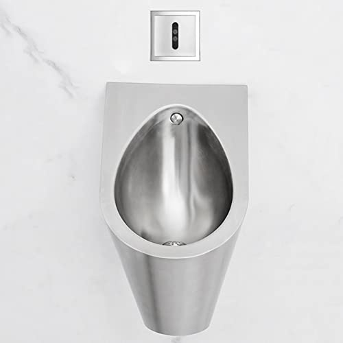Orinatoio moderno da parete in acciaio inox, ad alta efficienza, con valvola di scarico, per spazi pubblici e commerciali, ideale per hotel, bar e aeroporti