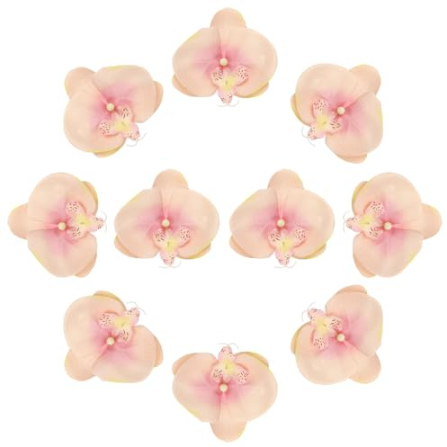 sourcing map 10 teste di orchidee artificiali, teste di orchidee finte farfalle, fiori artificiali per bouquet di nozze fai da te, centrotavola, decorazioni per la casa, pasta di fagioli rossi