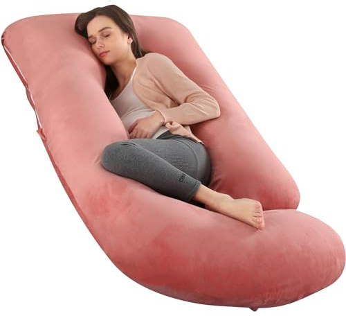 Pregnancy Pillows for Sleeping, U Shaped Full Body Maternity Pillow with Removable Cover - Support for Back, Legs, Belly, HIPS for Pregnant Women(Pink)