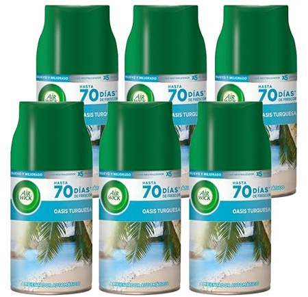 Ricarica per Diffusore Automatico, Airwick Oasi Turchese, Liquido, 250 ml, Confezione da 6, per Casa, Bagno, Camera da Letto, Soggiorno
