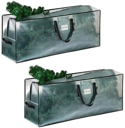 VENO 2 Pack Clear Christmas Tree Storage Bag - Fits 7.5 Ft Artificial Trees, Heavy Duty Large Bags with Zipper, Durable Handles, and Labeling Card Slot, Alternative to Storage Boxes with Lids (2 Pack)