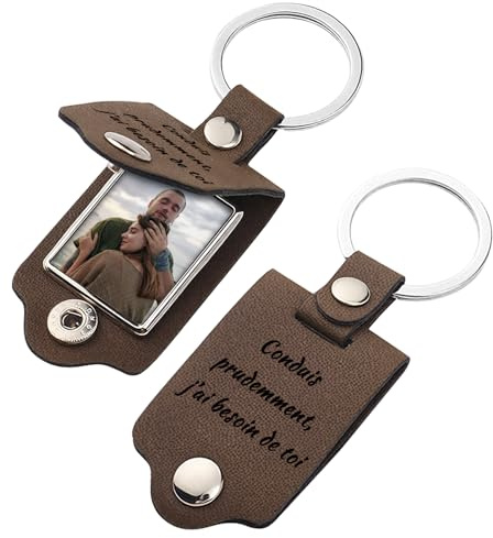 AAQ Porte clef personnalisable - porte clé personnalisé recto-verso avec photo et texte, idee cadeau anniversaire femme homme personnalisé