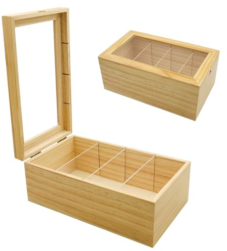 INNAL Scatola per Schede di Apprendimento A8 A7 26 x 15 x 10.5cm Scatola per Schede in Legno Organizer per Flashcard e Indice di Carte Adatta per Casa Ufficio Schede (Cartoncini Non Inclusi)