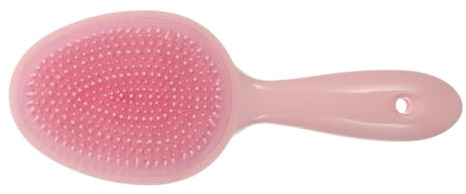 ULTECHNOVO Brosse à Shampoing Massante Double Dents Manche Long en Plastique Rose Exfoliant Capillaire Massage Profond Cuir Chevelu Soin Bain Usage Quotidien Peau Sensible