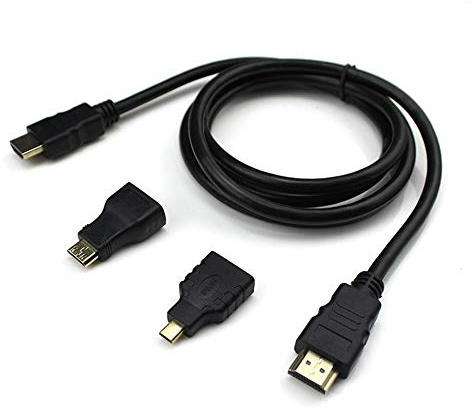 Câble Adaptateur convertisseur HDMI vers Mini et Micro HDMI V1.4-3 en 1 Câble Adaptateur convertisseur HDMI vers Mini et Micro HDMI V1.4 Noir, 5M Robuste et économiqueTraitement Pratique