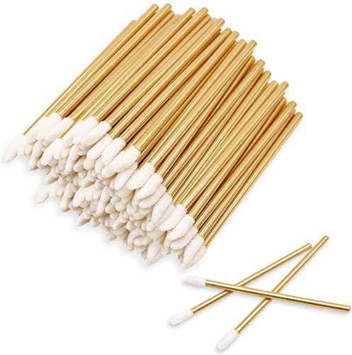 300 Pcs Disposable Lip Brush Wands, Lip Brushes, Lips Mask Applicator Brushe, Eyeshadow Applicators, Lipstick Concealer Brushes Lips Gloss Wand (yellow)