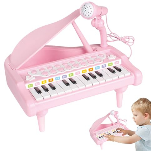 Tastiera Musicale Con Microfono - Giocattolo Per Pianoforte Elettronico Da 11,02 Pollici,PP | Strumento Musicale Interattivo Per Bambini Per Ragazzi E Ragazze, Apprendimento In Età Prescolare, Complea