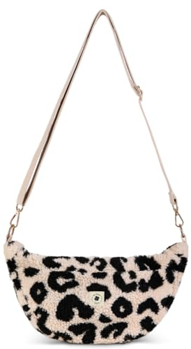 Grünes Glück Teddy Moon Bag SMALL, Crossbody Bag, Umhängetasche Damen | Moonbag mit Innen- & Außentasche, verstellbarem Gurt – klein, praktisch und stilvoll.