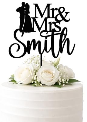 Custom Mr & Mrs Wedding Cake Topper Personalised Surname Wedding Cake Decoration Wooden or Acrylic
