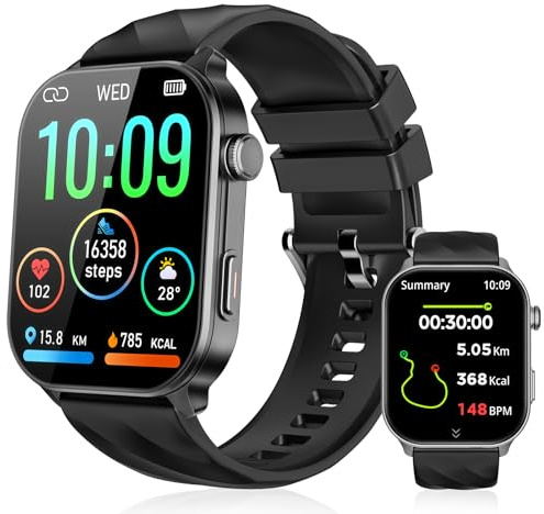 Smart Watch for Men, 2.01'' GPS Fitness Tracker with Bluetooth Calls, Black