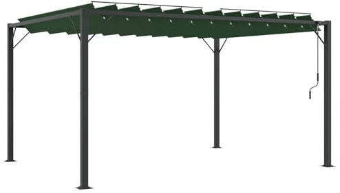 Mhdvray Gartenpavillon 3 x 4 m mit manuellem Lamellendach, Pavillon aus Aluminium, Terrassenüberdachung für Garten und Terrasse, robuster Outdoor Unterstand, Grün
