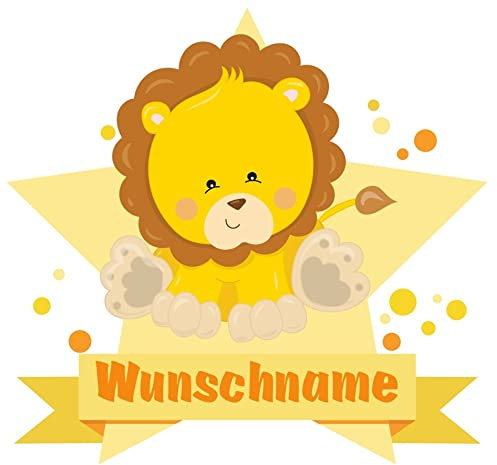 Samunshi® Löwe Aufkleber mit Namen Autoaufkleber Namensaufkleber Kinder - 10x8,8cm mehrfarbig