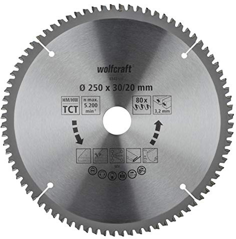 wolfcraft TC Cross and Mitre Cut Saw Blade, purple series I 6542000 I Fine, clean cuts