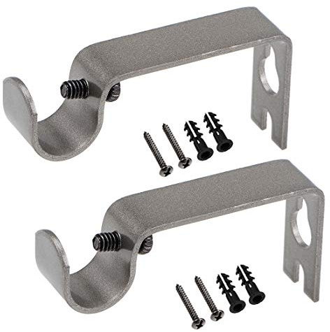 sourcing map 2Stk Modisch Vorhang Stangenhalterung Eisen Grau Einzelhalter Unterstützung für 16mm Gardinenstange 73 X 36 X 16mm
