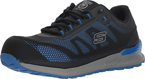 Skechers Men's Bulklin Comp Toe Trainers, Blue Textile Synthetic, 8 UK