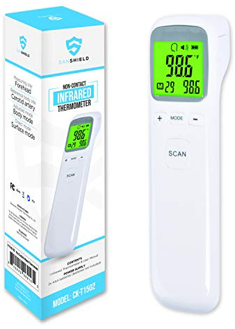 SANSHIELD Non-Contact Forehead Thermometer - Infrared Digital Thermometer for Adults Kids Elderly, Touchless Temperature Scanner for Fever with Body and Object Modes (Batteries NOT Included)