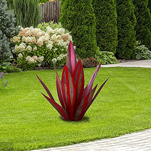 EATAN DIY Metall Agave Pflanze, Heim- und Garten-dekoration, rustikale Skulpturen und Statuen, 27 cm (Größe: 35 cm)