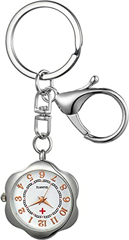 JewelryWe Montre d'Infirmière Homme Femme - Montre Boîtier de Montre Pétale Simple et à la Mode & Surface de Chiffres Arabes & Porte-clés Sac à Dos Boucle