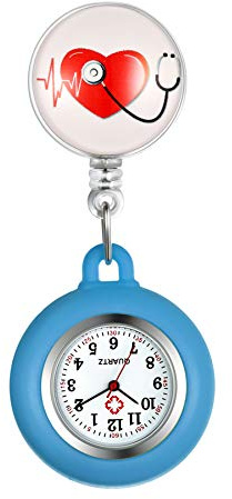 Avaner Krankenschwesteruhr Pflegeruhr Analog Quarzwerk FOB Ansteckuhr mit Pin/Clip Arzt Doktor Medical Taschenuhr aus Silikon