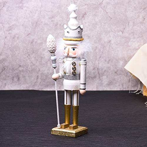 KINGDUO 42Cm en Bois Casse-Noisette Poupée Soldat Vintage Artisanat Décoration De Noël Action Figure Cadeaux - Blanc