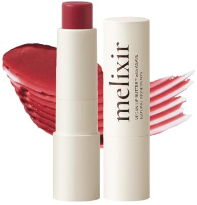 Melixir Vegan Lip Butter #10 Flutter (12 Farben), Getönter Lippenbalsam, pflegend, feuchtigkeitsspendend, ohne Bienenwachs und Vaseline, aufbaubare Farbe, vegane Pflege, tägliche Anwendung, 3,9 g