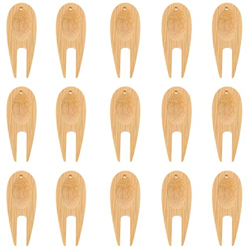 Wooden Golf Green Divot Repair Tool: 15Pcs Golfs Divot Tool Divot Tool Divot Marker Tool Pitch Fork Golf Divot Fixer Training Repair Fork Man Bamboo Stick Mini