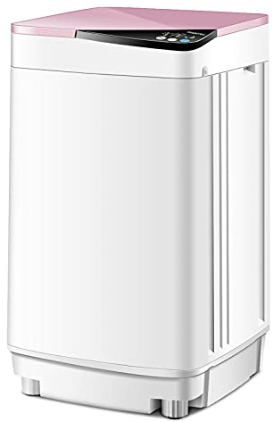 Portable Washing Machine, ARLIME Compact Mini Full-Automatic Laundry 2-In -1 Washer & Spin Dryer 7.7lbs Capacity W/Drainage Pump & Long Hose For Condo, Apartments, Dorms, RV’s Camping Living (Pink)
