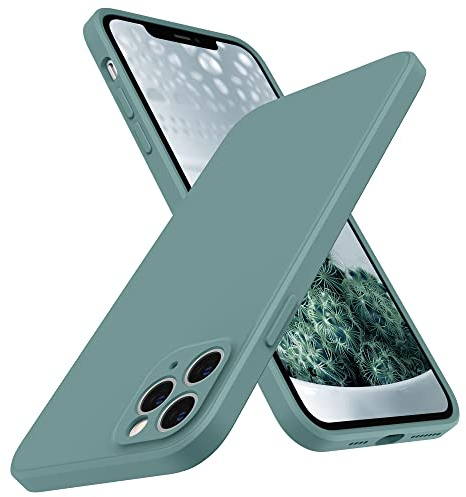 SURPHY Design for iPhone 11 Pro Max Case with Camera Protection, Straight Edge Design Liquid Silicone Slim Case, Cactus Green