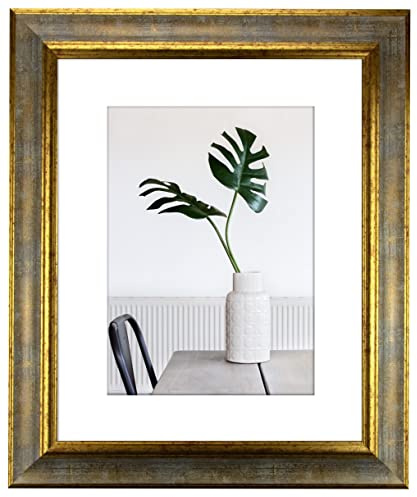 myposterframe Bilderrahmen Echtholz 30 x 43 cm Dysnomia – Edler Barockrahmen für Bilder, Photos & Gemälde – Hoch- & Querformat möglich – Türkis Gold
