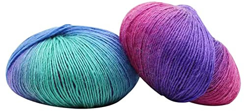 LICHENGTAI 2 Rollen Webgarn Häkelgarn Regenbogengarn Handgemacht Weiche Baumwollstoffschnur Premium Wolle zum Stricken Handstrickgarn Baumwollgarn für Häkeln und Kunsthandwerk