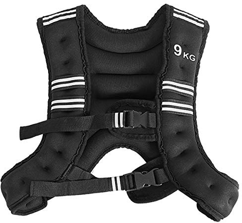 GYMAX Gewichtsweste 5 kg 9 kg Trainingsweste Fitnessweste mit Reflektierende Streifen Weight Vest Laufweste für Gewicht Training Krafttraining Muskelaufbau