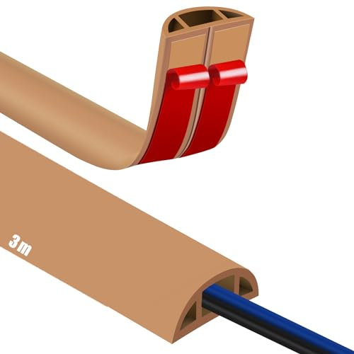 Passe Cable Sol Cache Fil Électrique Sol Auto-Adhésif 3M Petit Canal de câble Flexible pour Le Bureau, Le Concert, etc. Protection des Fil électrique et Prévention des Risques de Trébuchement