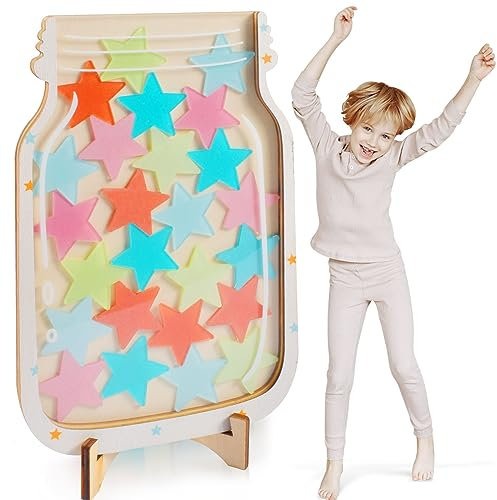 Sterne Belohnungsglas für Kinder, Personalisiertes Belohnungsglas, Star Reward Jars, Motivierendes Belohnungsglas, Belohnungsglas für Gutes Benehmen, Sterne Anreizglas aus Holz für Heimschüler (H)