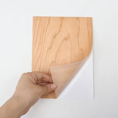 Aibote Abziehen und Aufkleben, natürliches Kirschholzfurnier, Möbelrestaurierungsblatt, selbstklebender Holzaufkleber, DIY-Material für Lautsprecherschränke, Tische, Küchenarbeiten (14,8 x 21 cm,