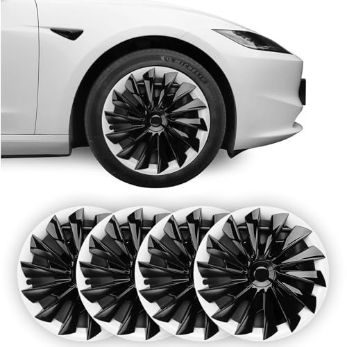 BASENOR 2024 2025 Tesla Model 3 Radabdeckung 18 Zoll Hubcap Radnabenkappen OEM Felgenschutz Abdeckung Ersatz Matte Weiß Außenzubehör Set 4