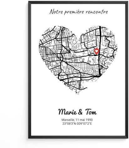 Triangle Déco Poster personalizzato luogo di incontro per coppie, in carta o cloruro di polivinile, con cuore, poster personalizzato